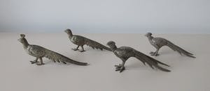 Curiosa - Vier metalen figuren van fazanten en pauwen kopen? Bied vanaf 1!