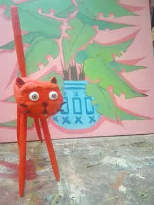 Peter Bastiaanssen - Houten kat zonder titel verkocht voor € 380!