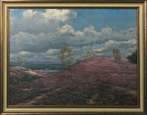 Rudolf Hendrik Oldeman - Olieverf op paneel, Heidelandschap - Ingelijst kopen? Bied vanaf 40!