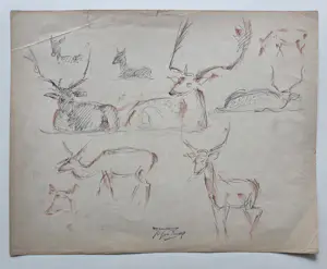 Douwe Jan van der Zweep - Herten. Atelierstempel. kopen? Bied vanaf 89!