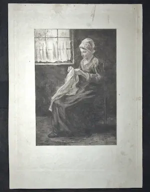 Philip Zilcken - naar Jozef Israëls - het naaistertje - ets kopen? Bied vanaf 20!