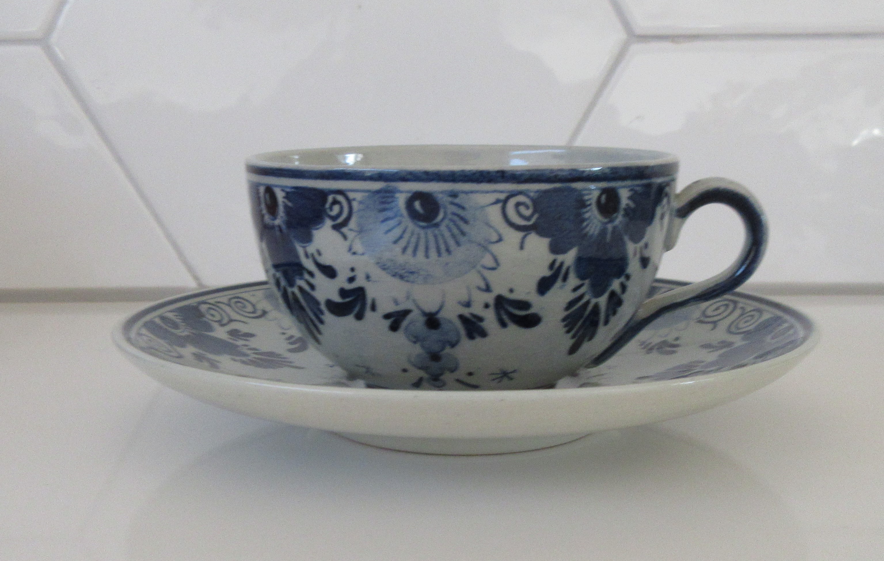 Plateelfabriek Schoonhoven N.V. - Vier platelen kop en schotels decor Delfts kopen? Bied vanaf 26!