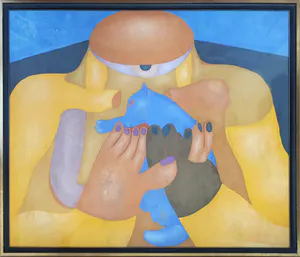 Leo Dooper - Pastel: 'Figuur met kat' - Zeer Groot kopen? Bied vanaf 1!