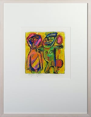 Henk Vierveijzer - Gouache op papier, Kutjes kijken - Ingelijst kopen? Bied vanaf 50!