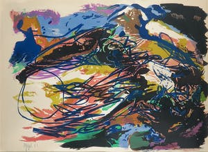 Karel Appel - Litho, Black Mountains - Ingelijst (Groot) kopen? Bied vanaf 800!