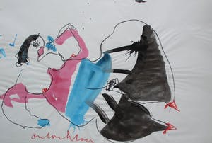 Anton Heyboer - grote aquarel: liggende danseres kopen? Bied vanaf 199!