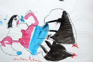 Anton Heyboer - grote aquarel: liggende danseres verkocht voor € 199!