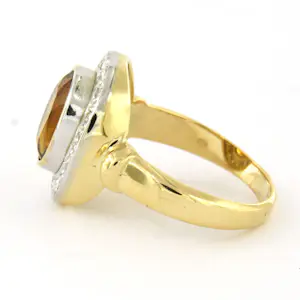 18k bicolour gouden ring met citrien en briljant geslepen diamant totaal 0.15ct kopen? Bied vanaf 710!
