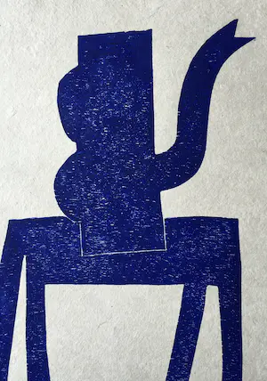 Klaas Gubbels - ‘Kan op tafel in blauw’ - houtdruk op geschept papier - 2021 kopen? Bied vanaf 385!