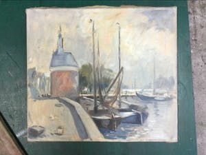 Bernard Leemker - 6 schilderijen (portret en stadsgezichten Athene) kopen? Bied vanaf 195!