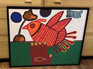 Corneille - Zeefdruk op doek gesigneerd Oiseau Libre Cobra - Ingelijst kopen? Bied vanaf 900!