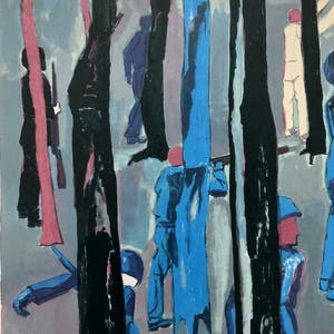 Hans Ebeling Koning - 2 ingelijste gesig litho's 'Bos Rechts en Bos Links kopen? Bied vanaf 170!