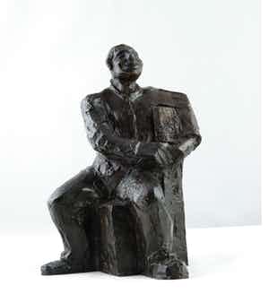 Brons (Onbekend) - Brons, Zittende man verkocht voor € 100!