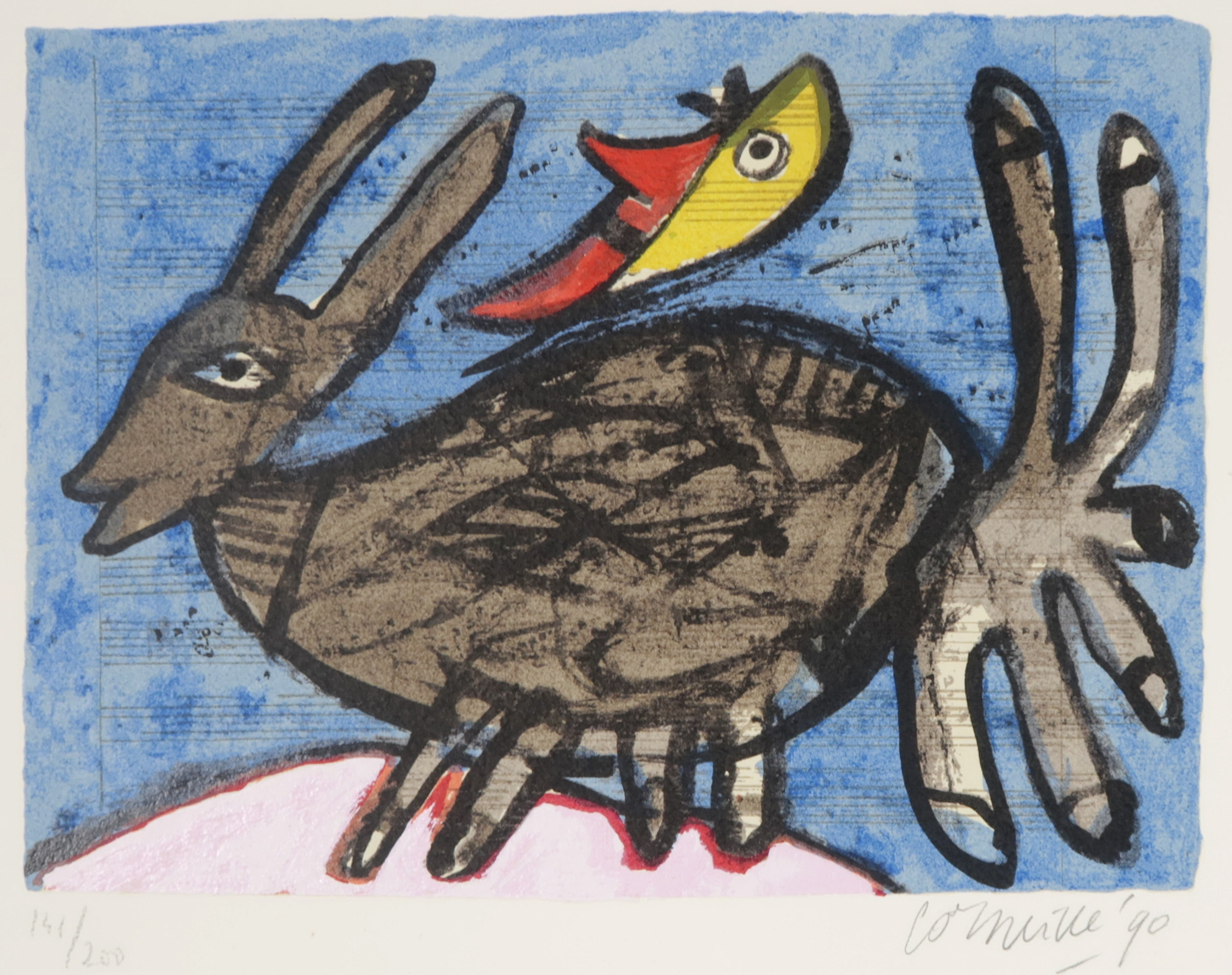 Corneille - Zeefdruk, Konijn op muziekpapier kopen? Bied vanaf 120!