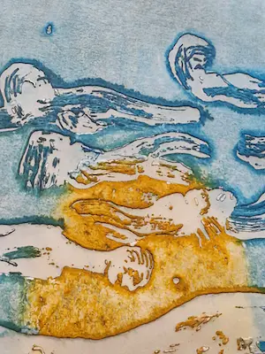 Jan Montyn - Handgedrukte zeer kleine oplage (20) kleuren reliëf Ets -2002- galerie Petit kopen? Bied vanaf 70!