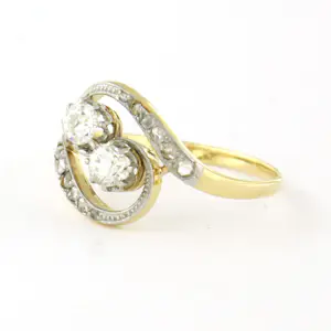 18k bicolour gouden ring met Bolsjewiek en roos geslepen diamanten tot. 0.50ct kopen? Bied vanaf 460!
