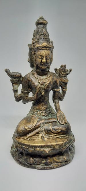 Brons (Onbekend) - Antiek Tara Boeddha Beeld met Drie Gezichten rond 1890 kopen? Bied vanaf 85!