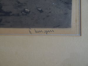 Ferdinand Luigini - Grote ingelijste ets en aquatint , Boer op dijk – gesigneerd – 1926 kopen? Bied vanaf 1!