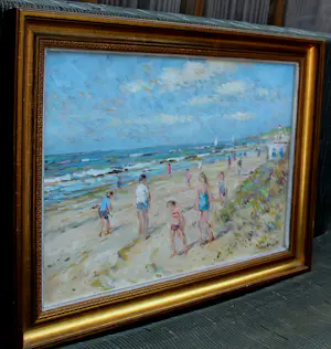 Arie-Kees van Noort - Ingelijste olieverf op board: 'Zandvoort Holland' kopen? Bied vanaf 499!