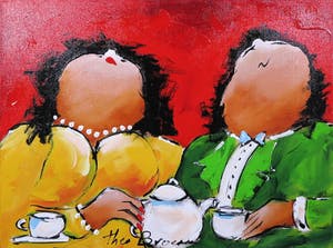 Theo Broeren - Acryl op doek, Vroeg ontbijt kopen? Bied vanaf 1!