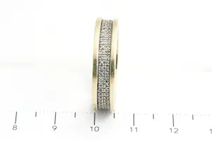 66 - Fraaie 14 Krt bicolor alliance ring met 0.40ct achtkant geslepen diamant kopen? Bied vanaf 260!
