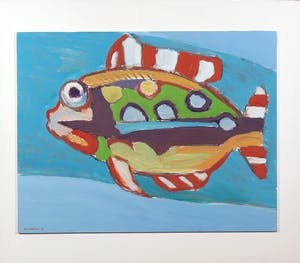 Paul Overhaus - Acryl op board, Happy Fish - Ingelijst kopen? Bied vanaf 100!