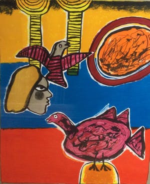 Corneille - C5052-2, Voorstelling met figuur en vogels kopen? Bied vanaf 450!