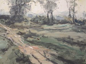 Gerard Roemers - Frankrijk, Zandpad langs beek.. kopen? Bied vanaf 80!