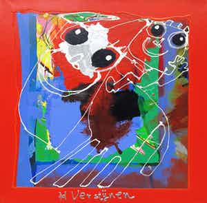 Ad Verstijnen - Acryl op doek, Hoog te paard verkocht voor € 200!