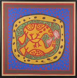 Corneille - Zeefdruk op doek, Les oiseaux amoureux - Ingelijst (Groot) verkocht voor € 1!