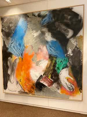 Ger Lataster - Compositie olieverf/ airbrush op doek 200 x 200 gesigneerd en gedateerd '88 verkocht voor € 2750!