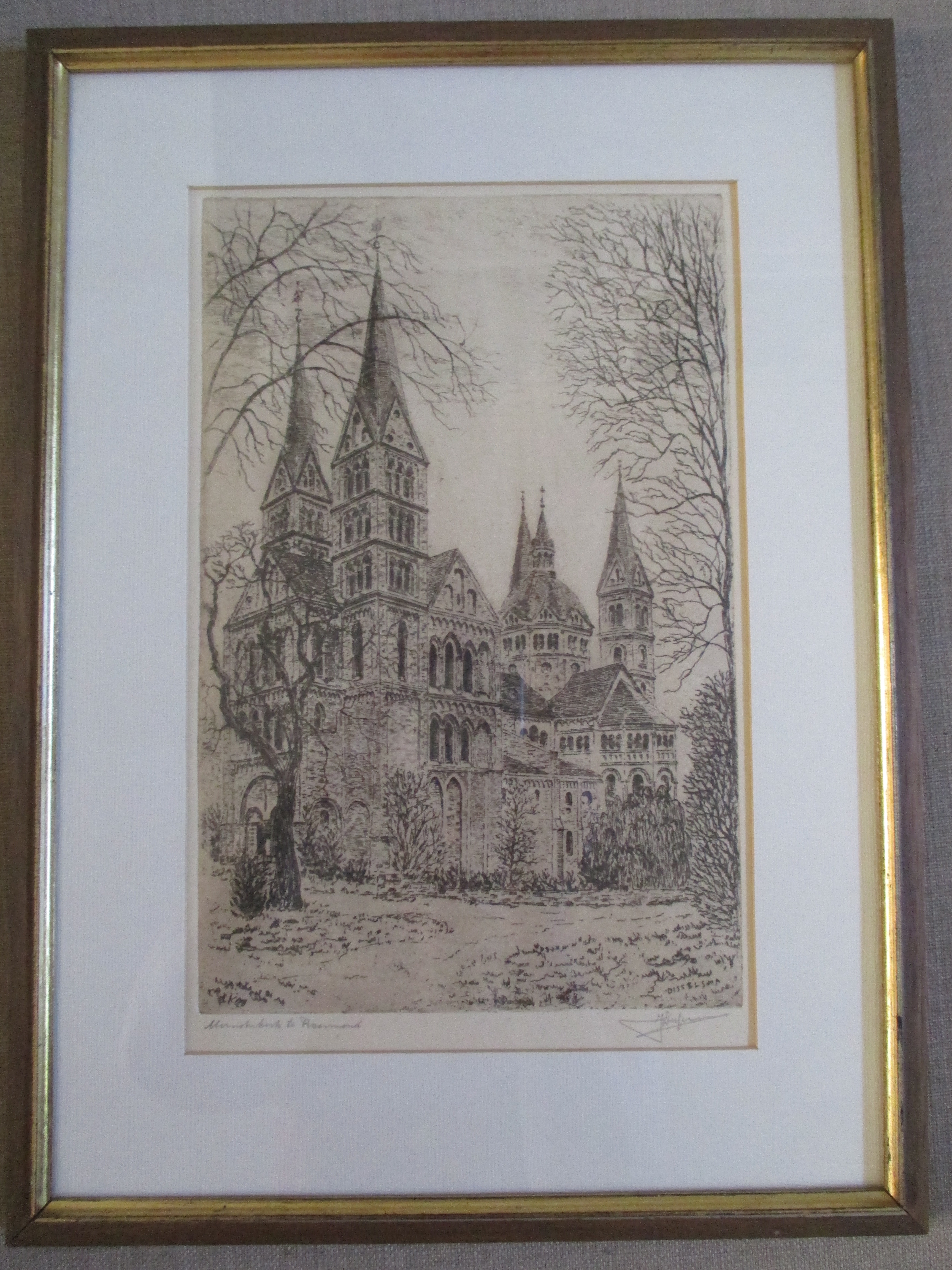 Jan Disselsma - Ingelijste ets Munsterkerk Roermond kopen? Bied vanaf 1!