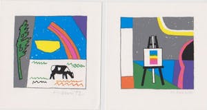 Harrie Gerritz - Twee handgesigneerde lithografien: Koe en Schildersezel kopen? Bied vanaf 20!