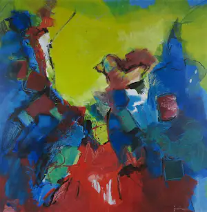 Jos van Beek - Acryl op board, Van bovenaf masonite - Ingelijst (Groot) kopen? Bied vanaf 150!