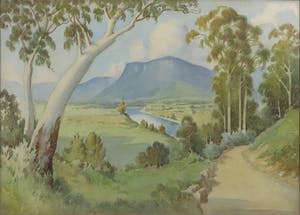 Niet of onleesbaar gesigneerd - Aquarel, Indonsesisch landschap - Ingelijst kopen? Bied vanaf 1!