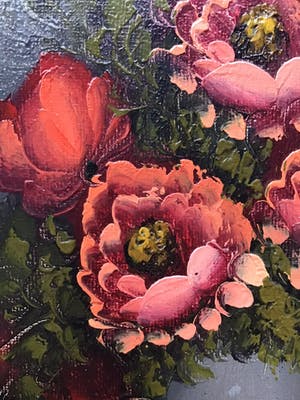 Niet of onleesbaar gesigneerd - Pot rode bloemen kopen? Bied vanaf 1!