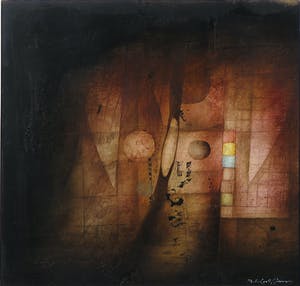 Niet of onleesbaar gesigneerd - Gemengde techniek op paneel, Zonder titel - Ingelijst kopen? Bied vanaf 1!