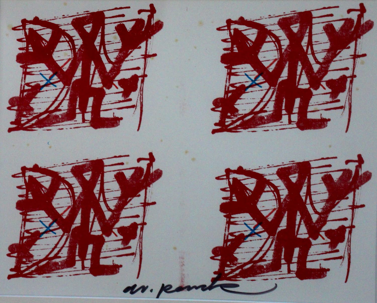 A.R. Penck - Offset litho, ingelijst: Unbekannte Gesellschaft verkocht voor € 99!