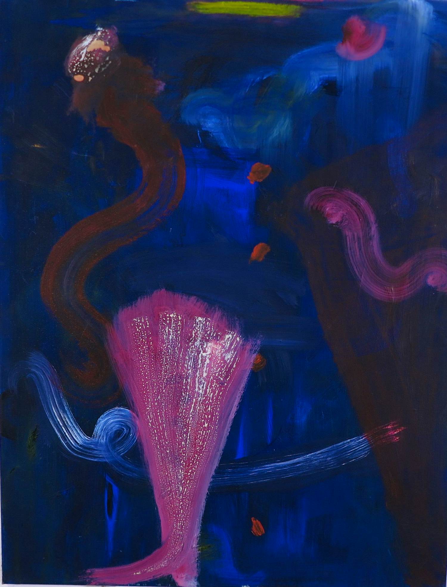 Eric Beets - Olieverf op doek, Zonder titel (Abstracte compositie in blauw en roze) verkocht voor € 100!