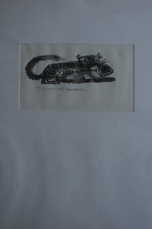 Theo Kurpershoek - litho - Kat met Vis. kopen? Bied vanaf 50!