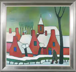 Toon Tieland - Olieverf op doek, Hommage aan Gustav de Smet - Ingelijst verkauft für € 2500!