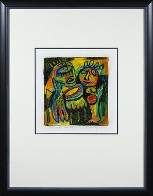 Henk Vierveijzer - Gemengde techniek op papier, Think twice - Ingelijst kopen? Bied vanaf 1!