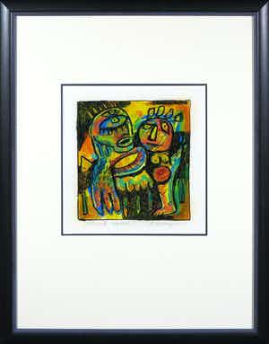 Henk Vierveijzer - Gemengde techniek op papier, Think twice - Ingelijst verkocht voor € 1!