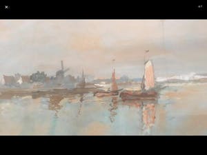 Frans de Nocker - Watergezicht . Mogelijk plas de Kaag met het Kaageiland. kopen? Bied vanaf 50!
