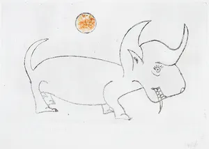 Theodoor Herbert van Putten - Gemengde druktechniek, Strange bull under strange sun! kopen? Bied vanaf 1!