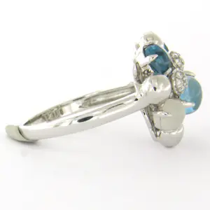 18k gouden ring met topaas, maansteen en briljant geslepen diamant tot. 0.20ct kopen? Bied vanaf 760!