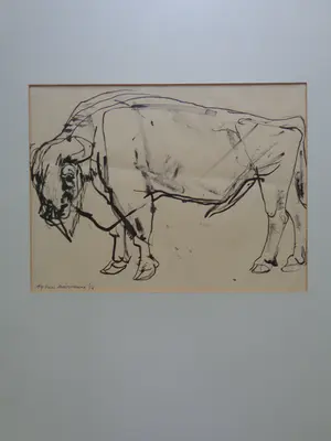 Alfons Van Meirvenne - BIZON / ORIGINEEL WERK / 63x48cm / KADER / SIG / 1956 kopen? Bied vanaf 35!