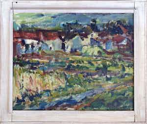 Willy Rieser - Olieverf op doek: 'Bij Maastricht' - Ingelijst verkocht voor € 165!