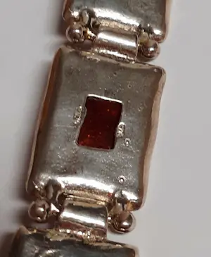 AcheterIn nieuwstaat .Zilveren armband bezet met natuurlijke rechthoekige Barnsteen? Enchérissez de 100!