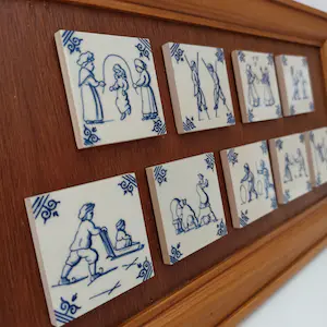 Porceleyne Fles - Delfts Blauwe tegeltjes, kinderspelen. kopen? Bied vanaf 1!